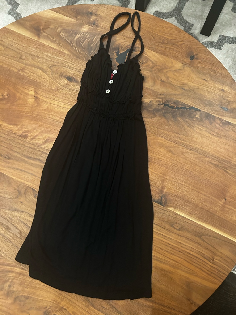 Lucy Love Women’s Black Sleeveless Sundress with Button Detail y2K